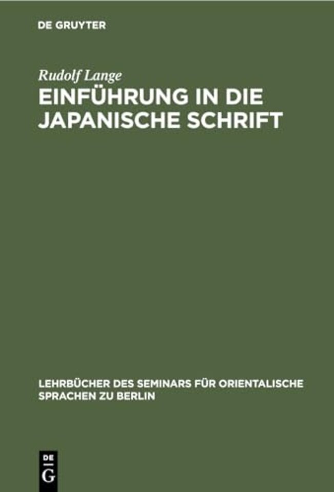 Einfuhrung in Die Japanische Schrift