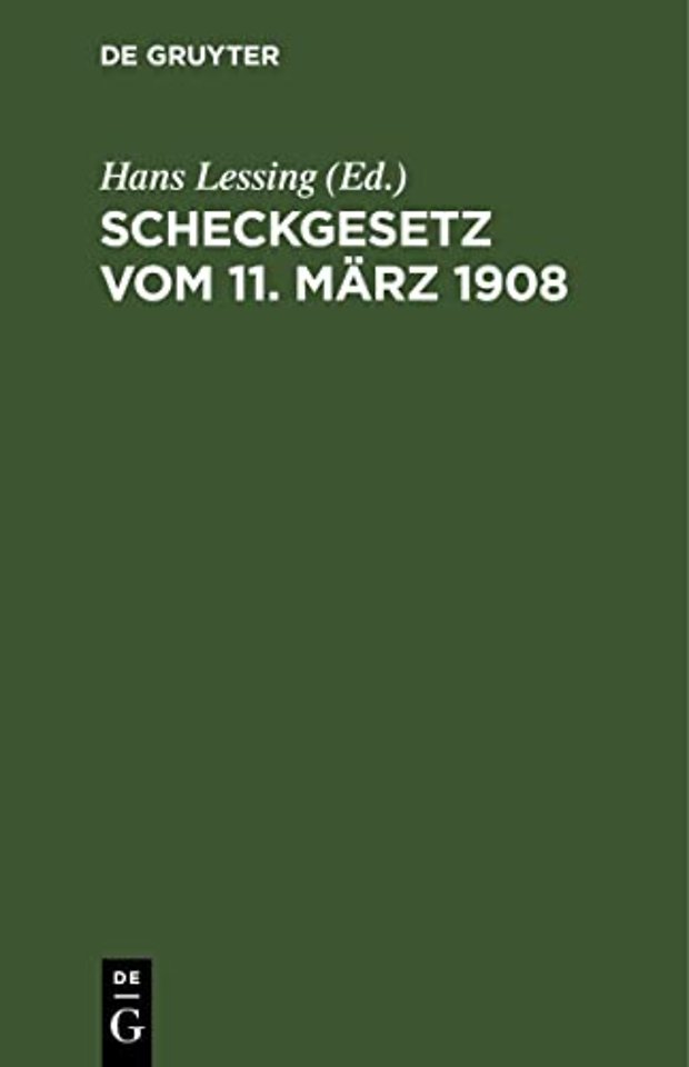Scheckgesetz Vom 11. Marz 1908