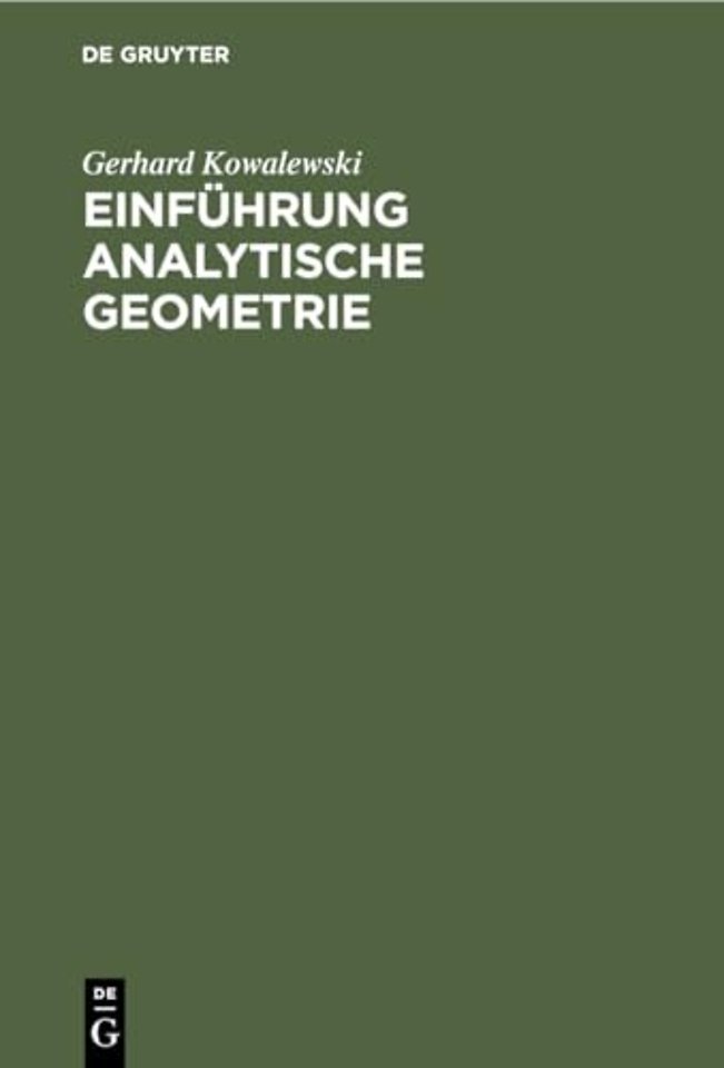 Einfuhrung Analytische Geometrie