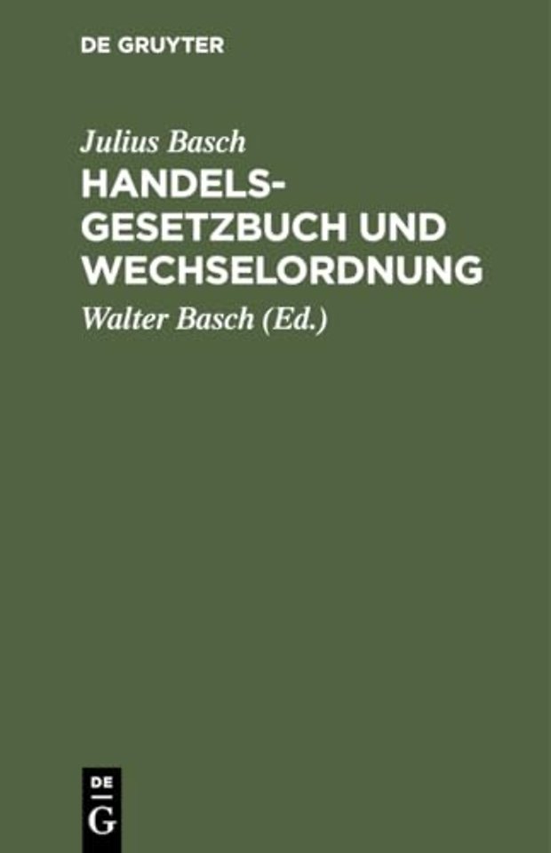 Handelsgesetzbuch Und Wechselordnung