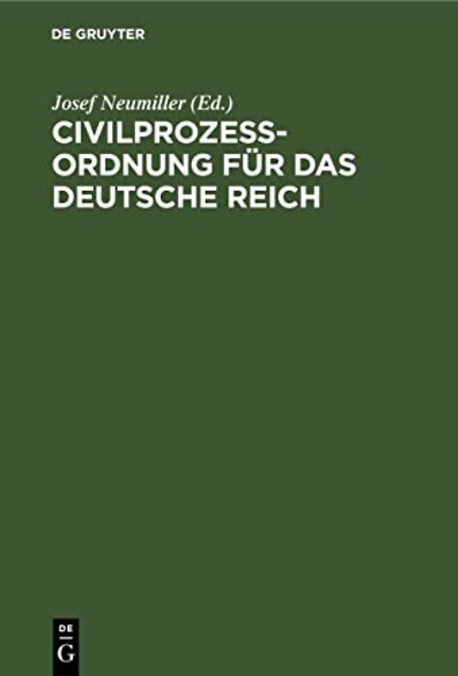 Civilprozeßordnung Fur Das Deutsche Reich