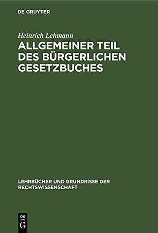 Allgemeiner Teil Des Burgerlichen Gesetzbuches