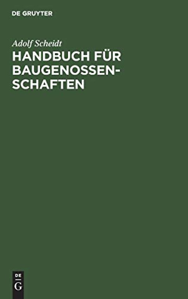 Handbuch Fur Baugenossenschaften