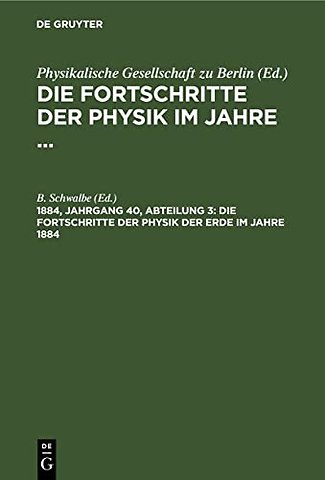 Die Fortschritte Der Physik Der Erde Im Jahre 1884