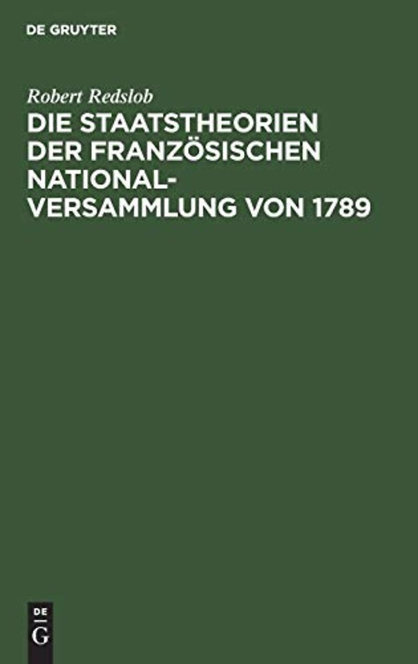 Die Staatstheorien Der Franzosischen Nationalversammlung Von 1789