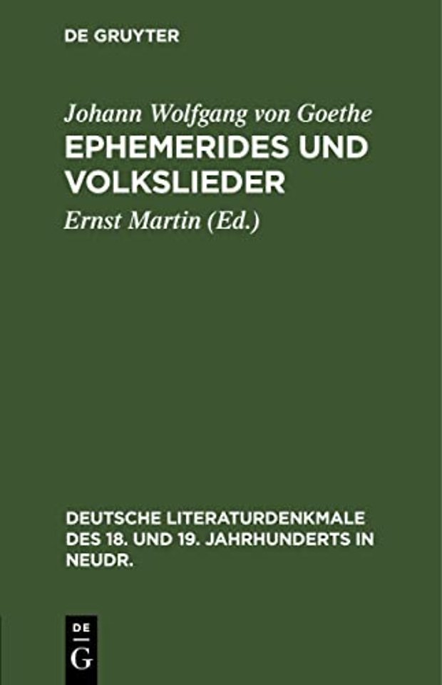 Ephemerides Und Volkslieder
