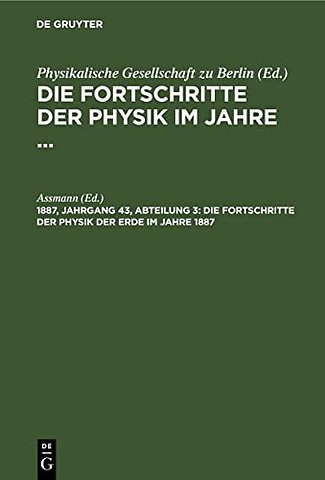 Die Fortschritte der Physik der Erde im Jahre 1887