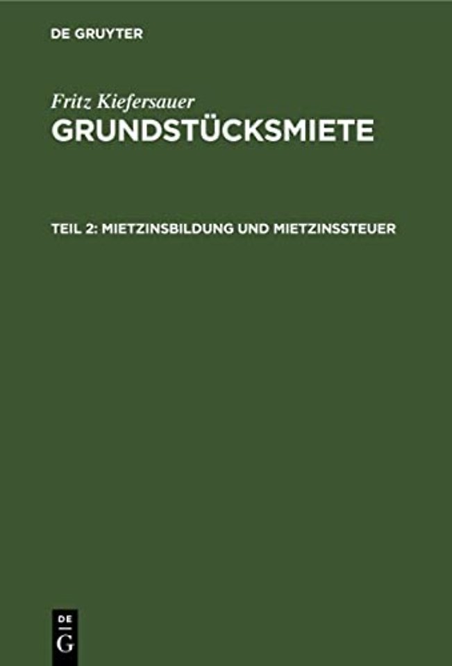 Mietzinsbildung Und Mietzinssteuer