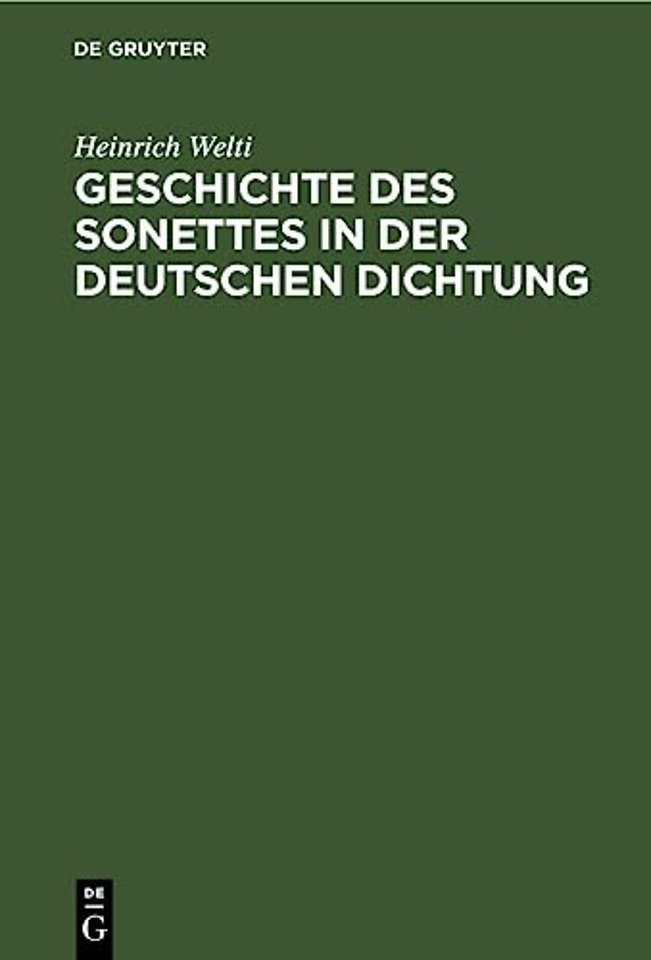 Geschichte Des Sonettes in Der Deutschen Dichtung