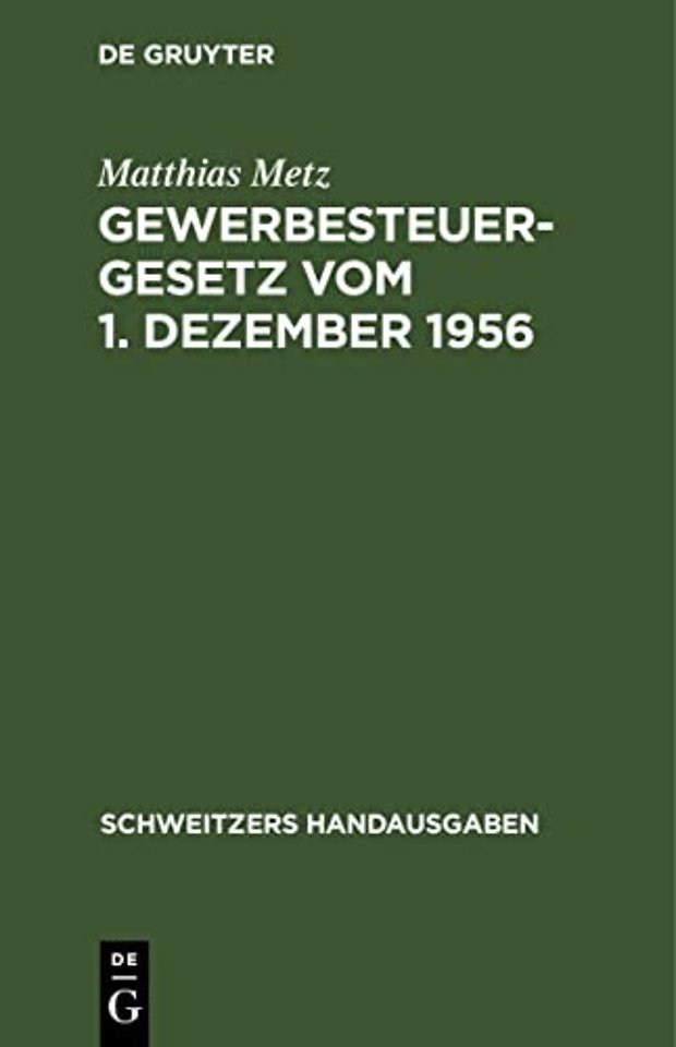 Gewerbesteuergesetz Vom 1. Dezember 1956