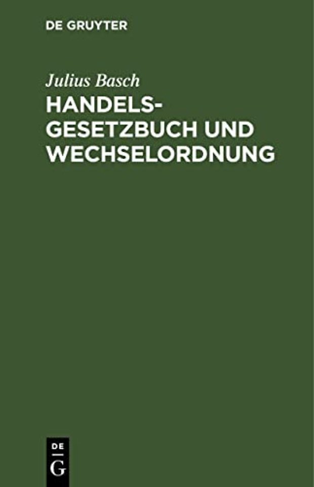 Handelsgesetzbuch Und Wechselordnung