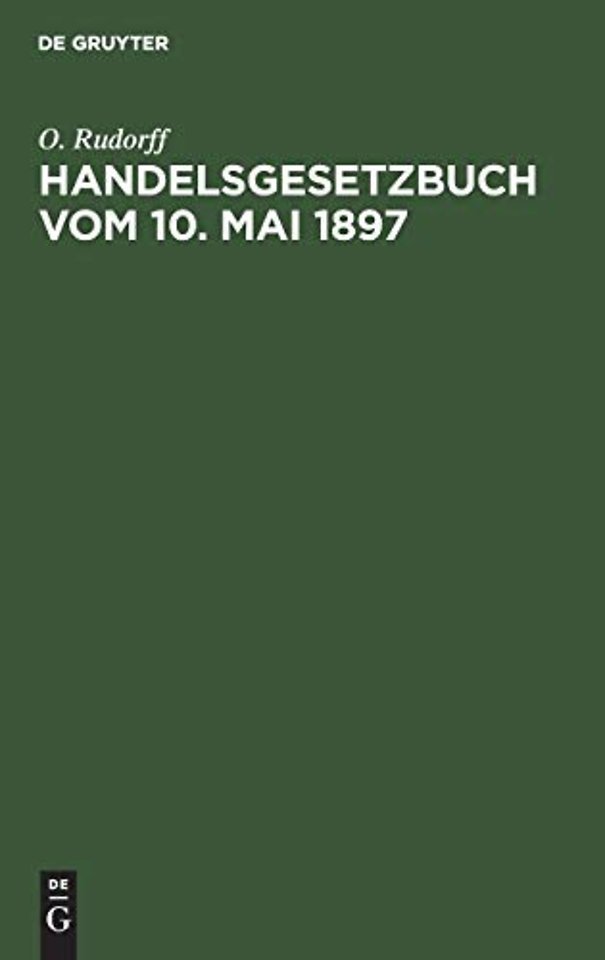 Handelsgesetzbuch Vom 10. Mai 1897