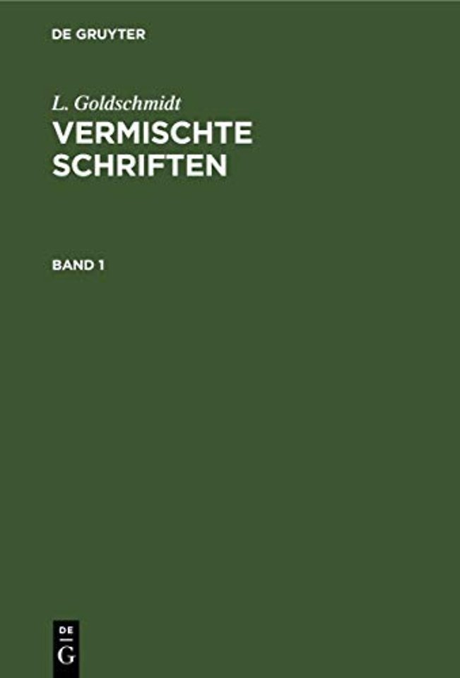 Vermischte Schriften. Band 1