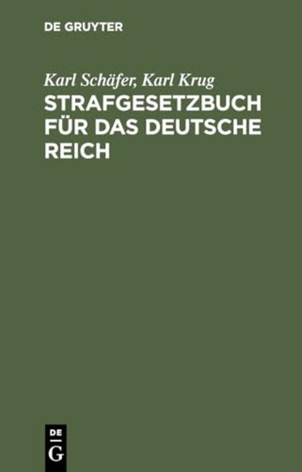 Strafgesetzbuch Fur Das Deutsche Reich