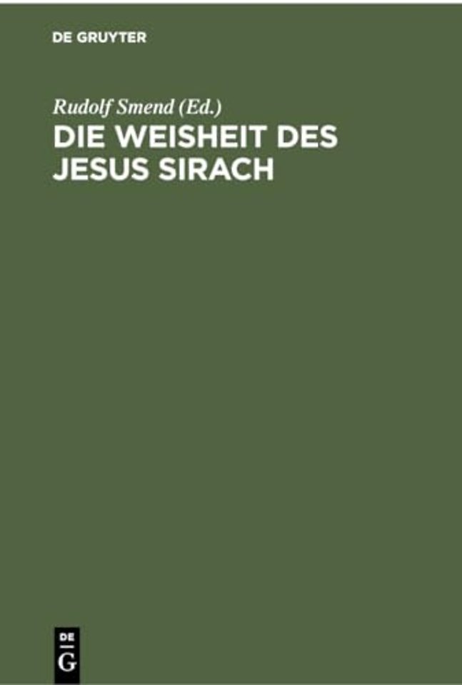 Die Weisheit Des Jesus Sirach
