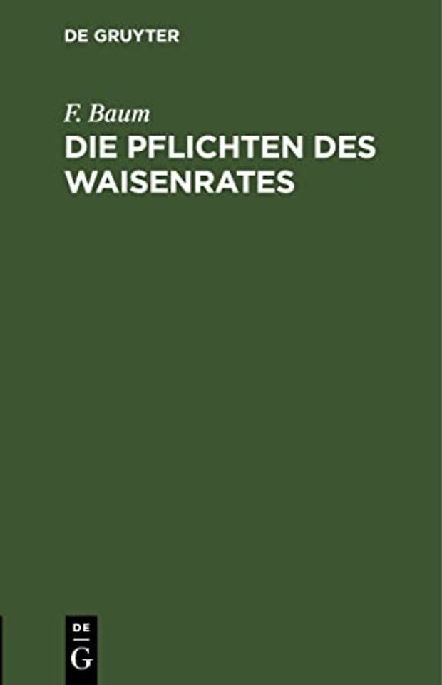 Die Pflichten Des Waisenrates