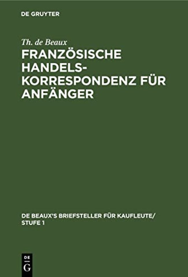 Franzosische Handelskorrespondenz Fur Anfanger