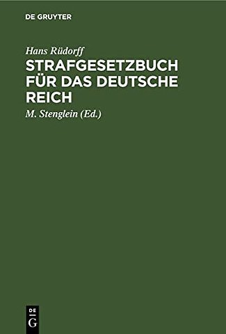 Strafgesetzbuch Fur Das Deutsche Reich