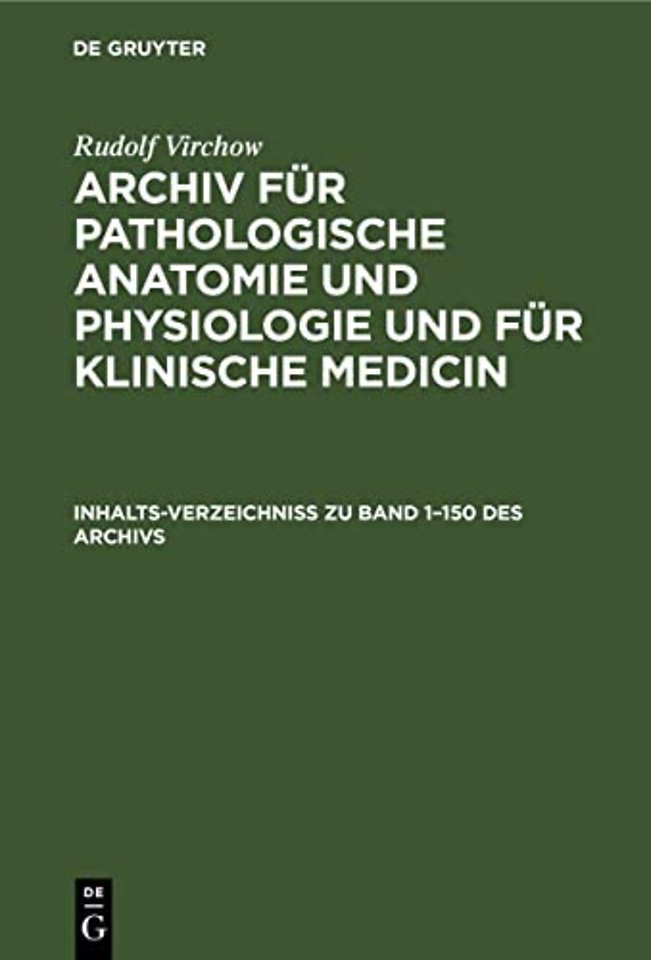 Inhalts–Verzeichniss zu Band 1–150 des Archivs