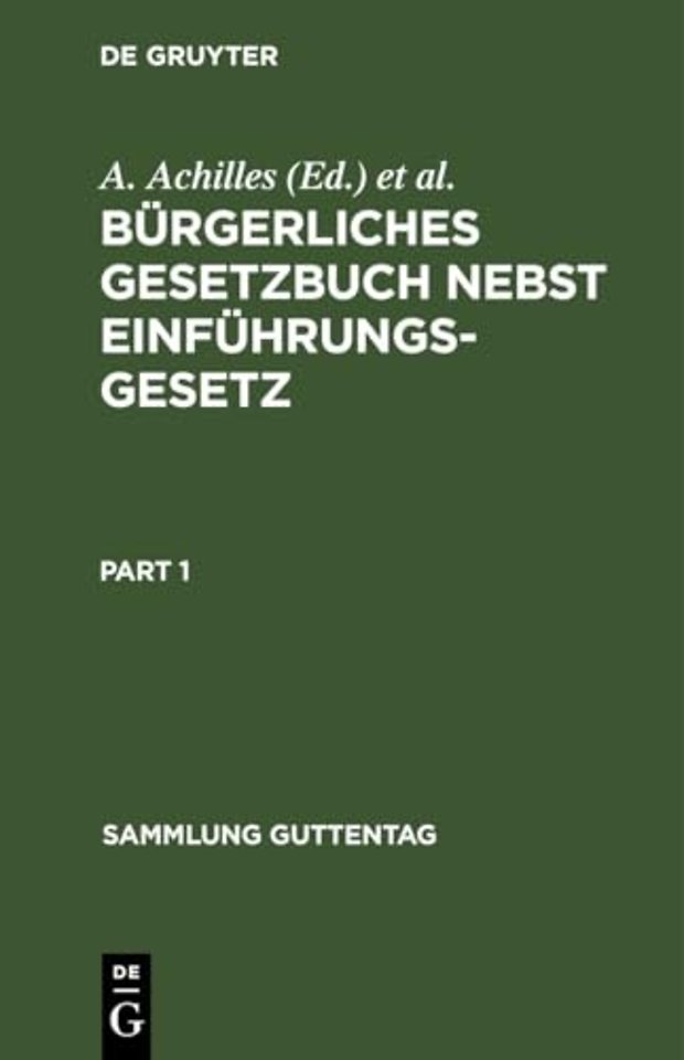 Burgerliches Gesetzbuch nebst Einfuhrungsgesetz