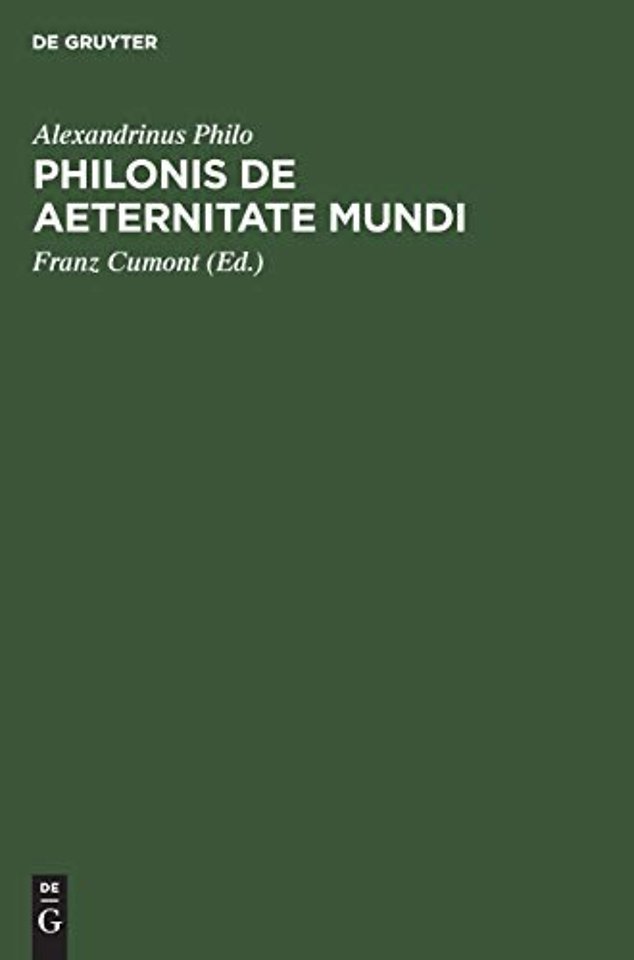 Philonis de Aeternitate Mundi