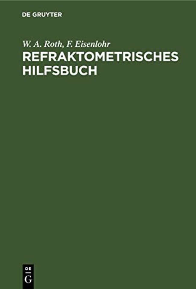 Refraktometrisches Hilfsbuch