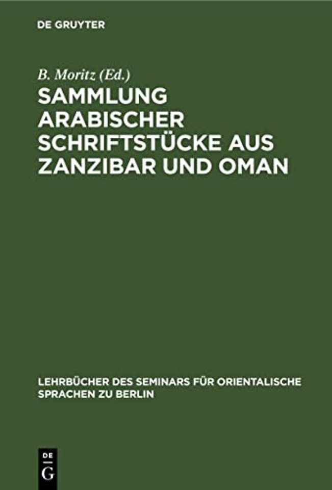 Sammlung Arabischer Schriftstucke Aus Zanzibar Und Oman