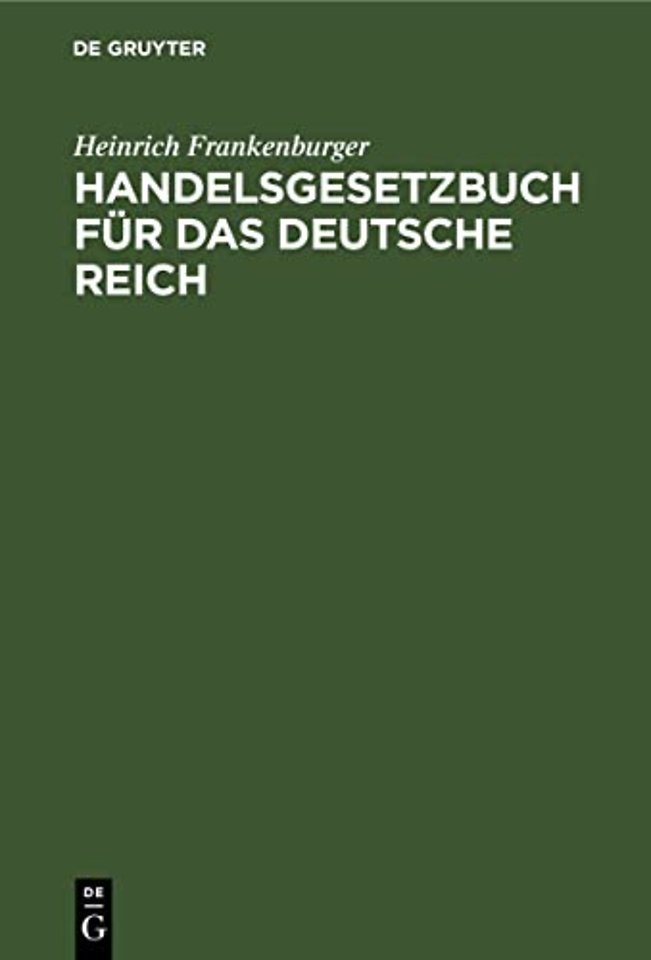Handelsgesetzbuch Fur Das Deutsche Reich
