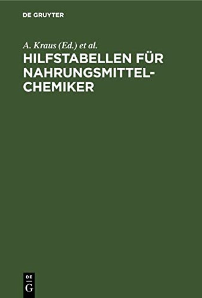 Hilfstabellen für Nahrungsmittel–Chemiker