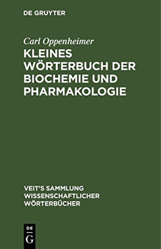 Kleines Worterbuch Der Biochemie Und Pharmakologie
