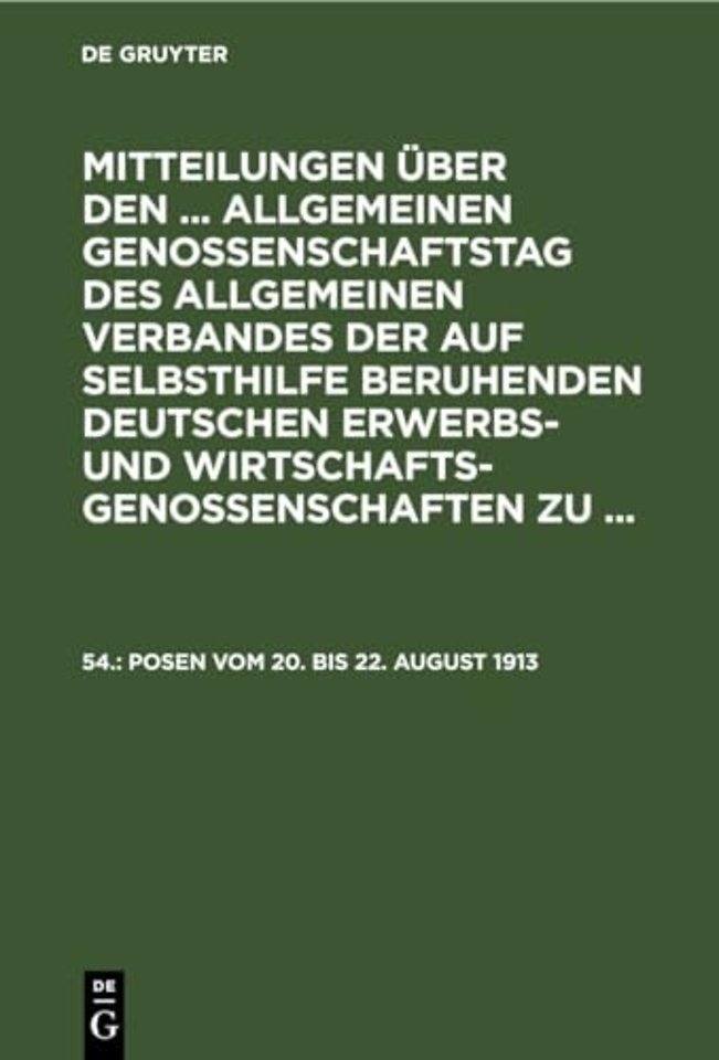 Posen Vom 20. Bis 22. August 1913