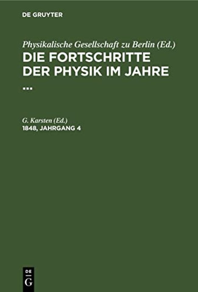 Die Fortschritte der Physik im Jahre .... 1848, Jahrgang 4