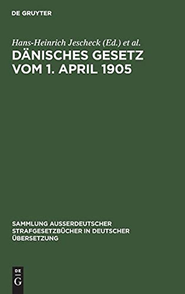 Danisches Gesetz Vom 1. April 1905