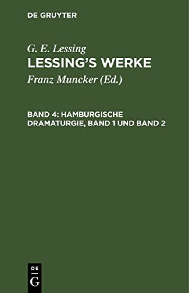 Hamburgische Dramaturgie, Band 1 Und Band 2
