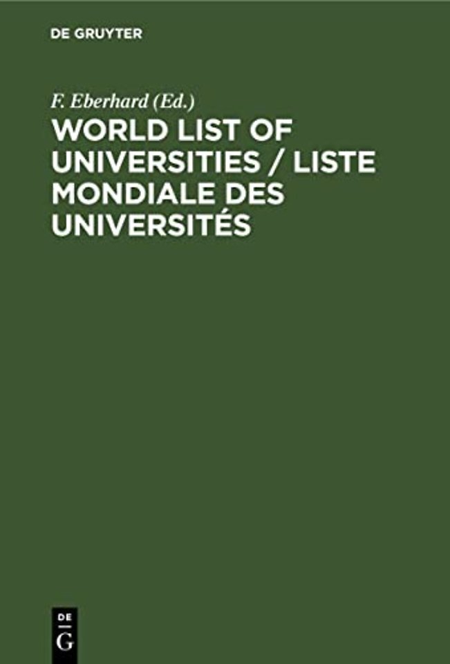 World List of Universities / Liste Mondiale des Universites