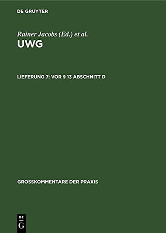 Vor § 13 Abschnitt D