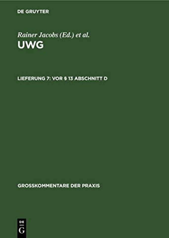 Vor § 13 Abschnitt D
