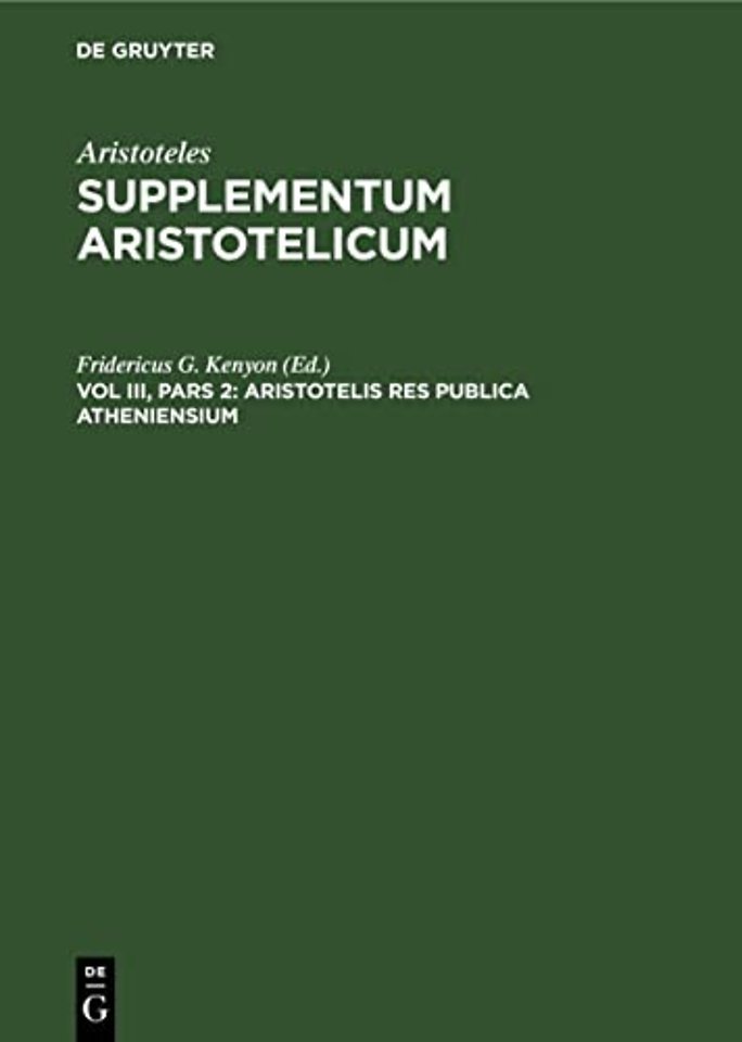 Aristotelis Res publica Atheniensium – ARISSA–B, Vol III, 2