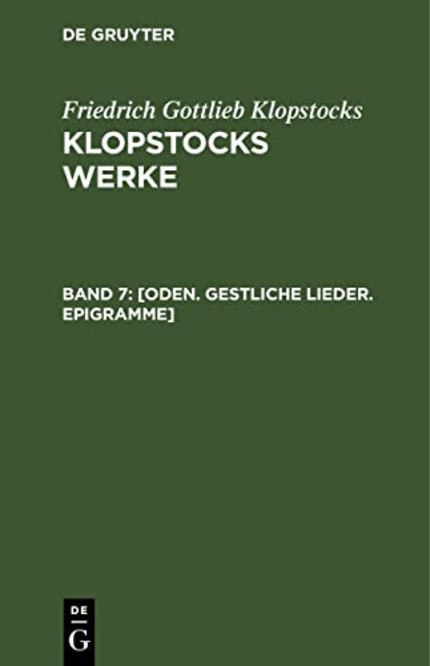 [Oden. Gestliche Lieder. Epigramme]