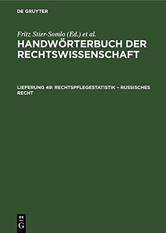 Rechtspflegestatistik – Russisches Recht – (Ergäzungsband Lfg. 5)