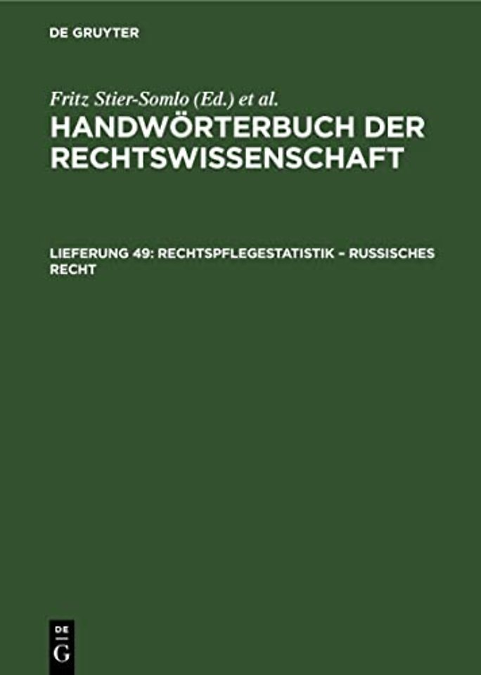 Rechtspflegestatistik – Russisches Recht – (Ergäzungsband Lfg. 5)