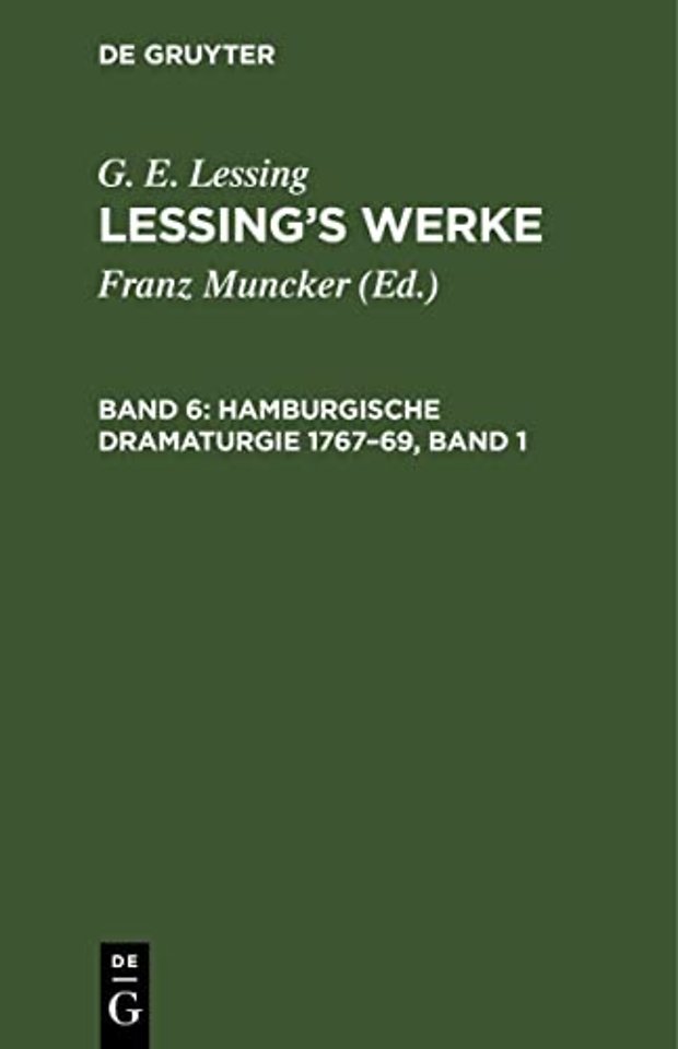 Hamburgische Dramaturgie 1767–69, Band 1