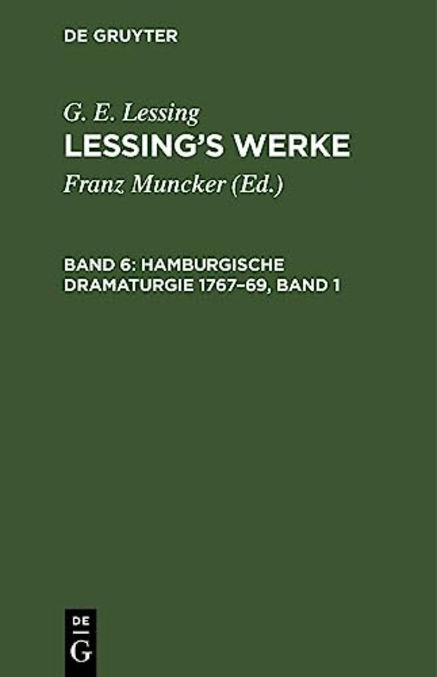 Hamburgische Dramaturgie 1767–69, Band 1