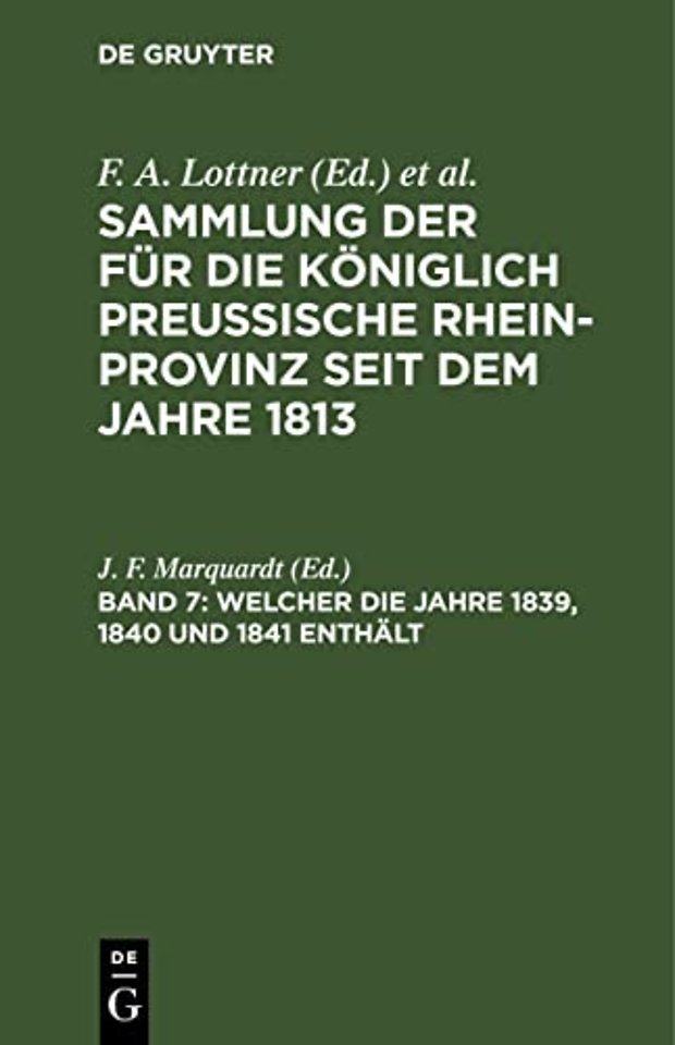 Welcher die Jahre 1839, 1840 und 1841 enthält