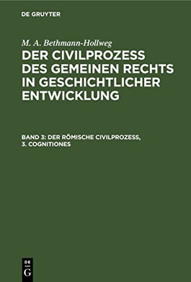 Der römische Civilprozeβ, 3. Cognitiones