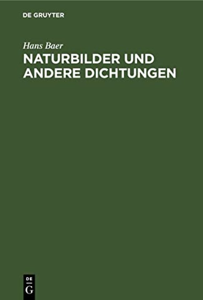 Naturbilder und andere Dichtungen
