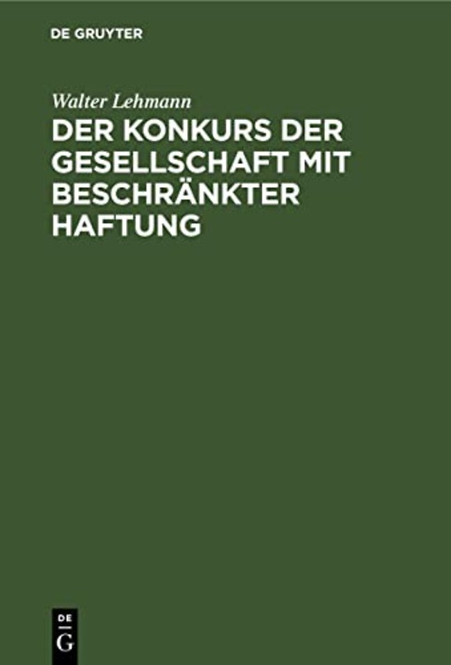 Der Konkurs der Gesellschaft mit beschränkter Haftung