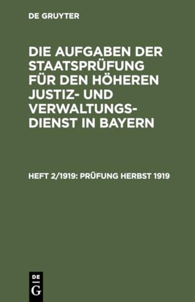 Prüfung Herbst 1919