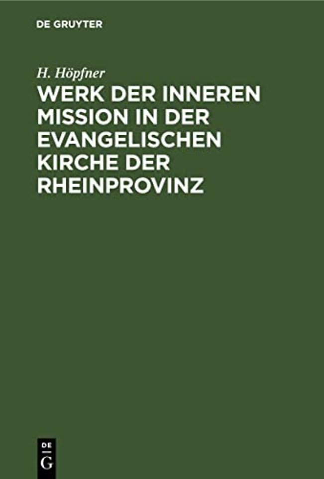 Werk der inneren Mission in der evangelischen Kirche der Rheinprovinz
