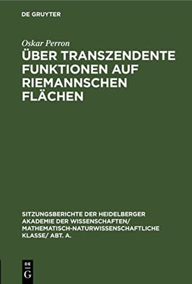 Über transzendente Funktionen auf Riemannschen Flächen